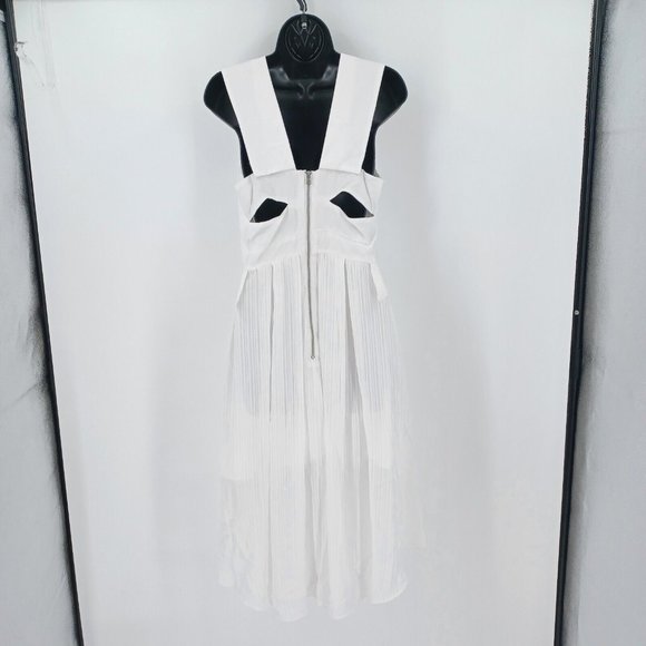 WALTER BAKER Dress Womens M White Jolie Chiffon Cut Out Bridal Bachelorette Flaw - Picture 6 of 16